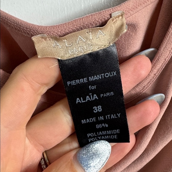 Alaia Paris Nylon Contour Mini Dress Pink Size 38 - Picture 10 of 12